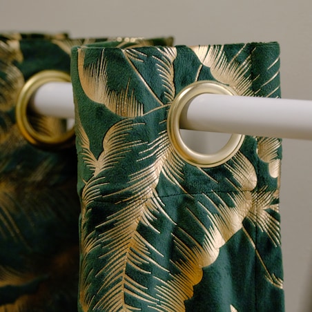 Zasłona Welwetowa Foglare 140x280 cm z motywem liściastym