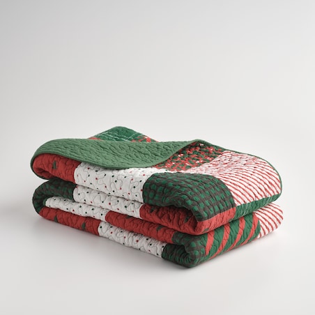 Patchwork narzuta na łóżko Natali 200x220 cm z motywem choinki