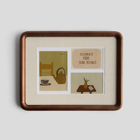 Drewniana multiramka na 3 zdjęcia z passe partout wallnuto