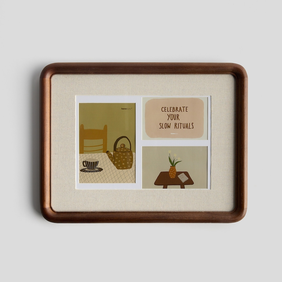 Drewniana multiramka na 3 zdjęcia z passe partout wallnuto