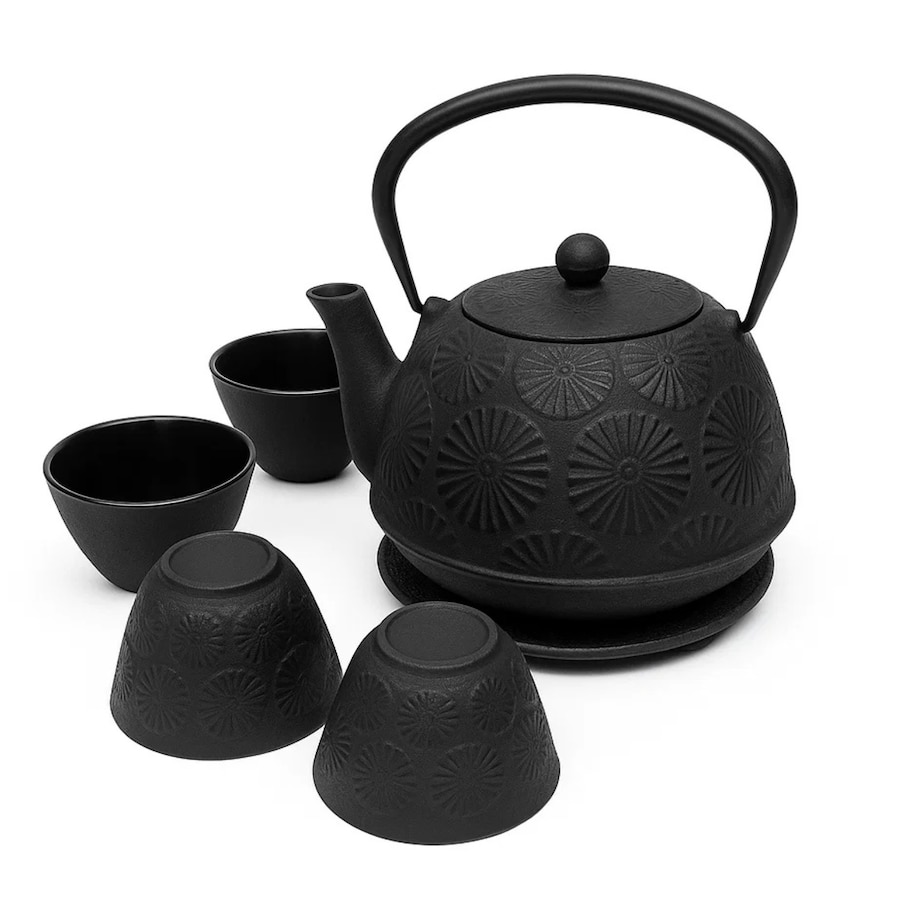 Dzbanek żeliwny z czarkami i podstawką KOGA, 1200 ml