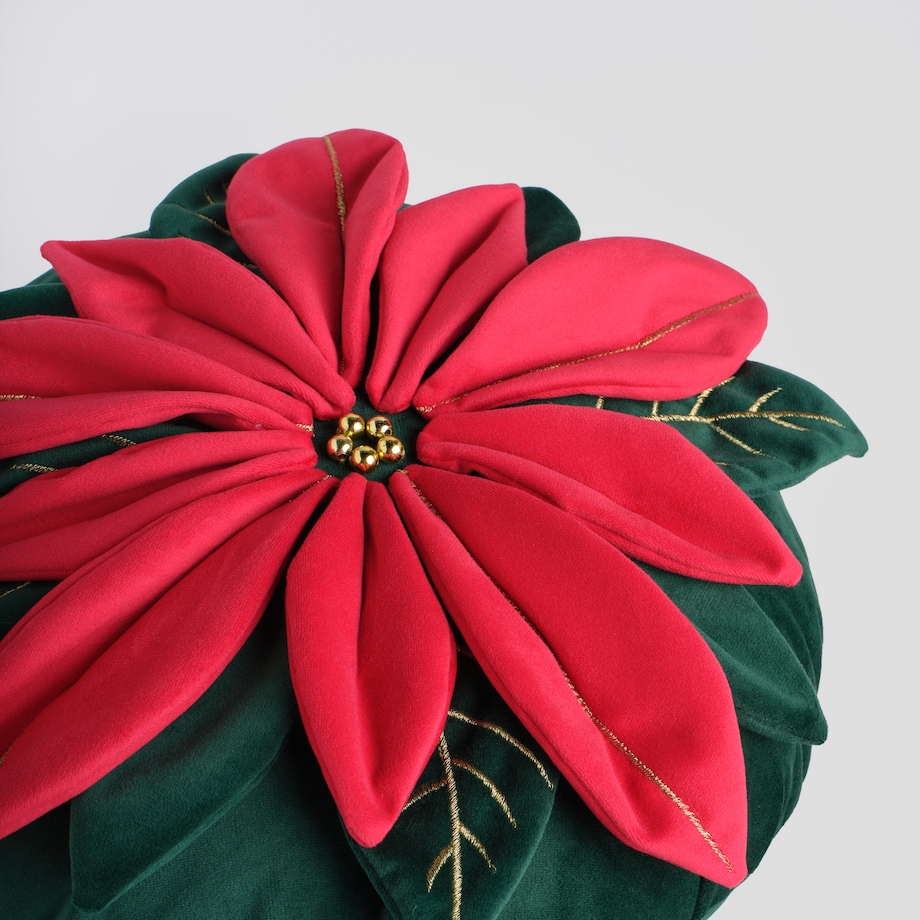 Poduszka Dekoracyjna Poinsetta z motywem gwiazdy betlejemskiej