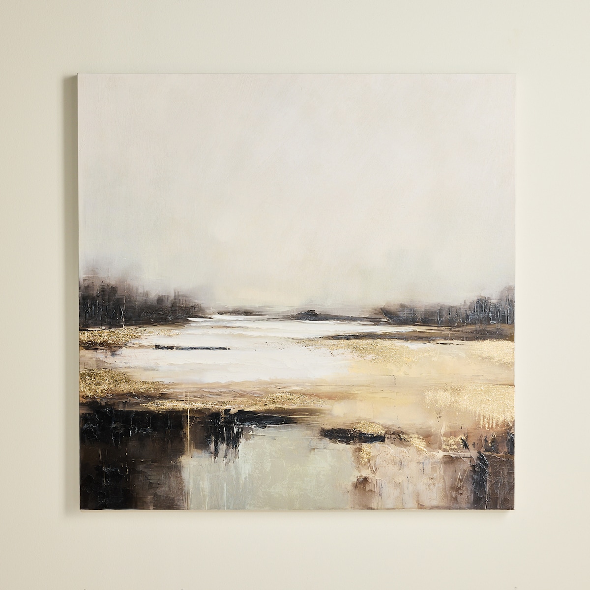 ręcznie zdobiony obraz na płótnie z elementami złota sanza 100x100