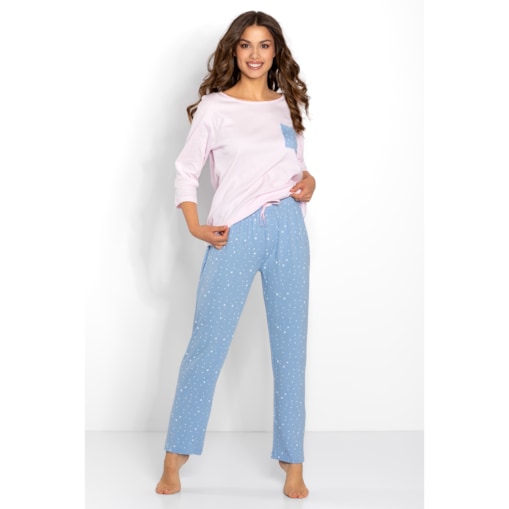 Piżama Monique Pink-Blue, L