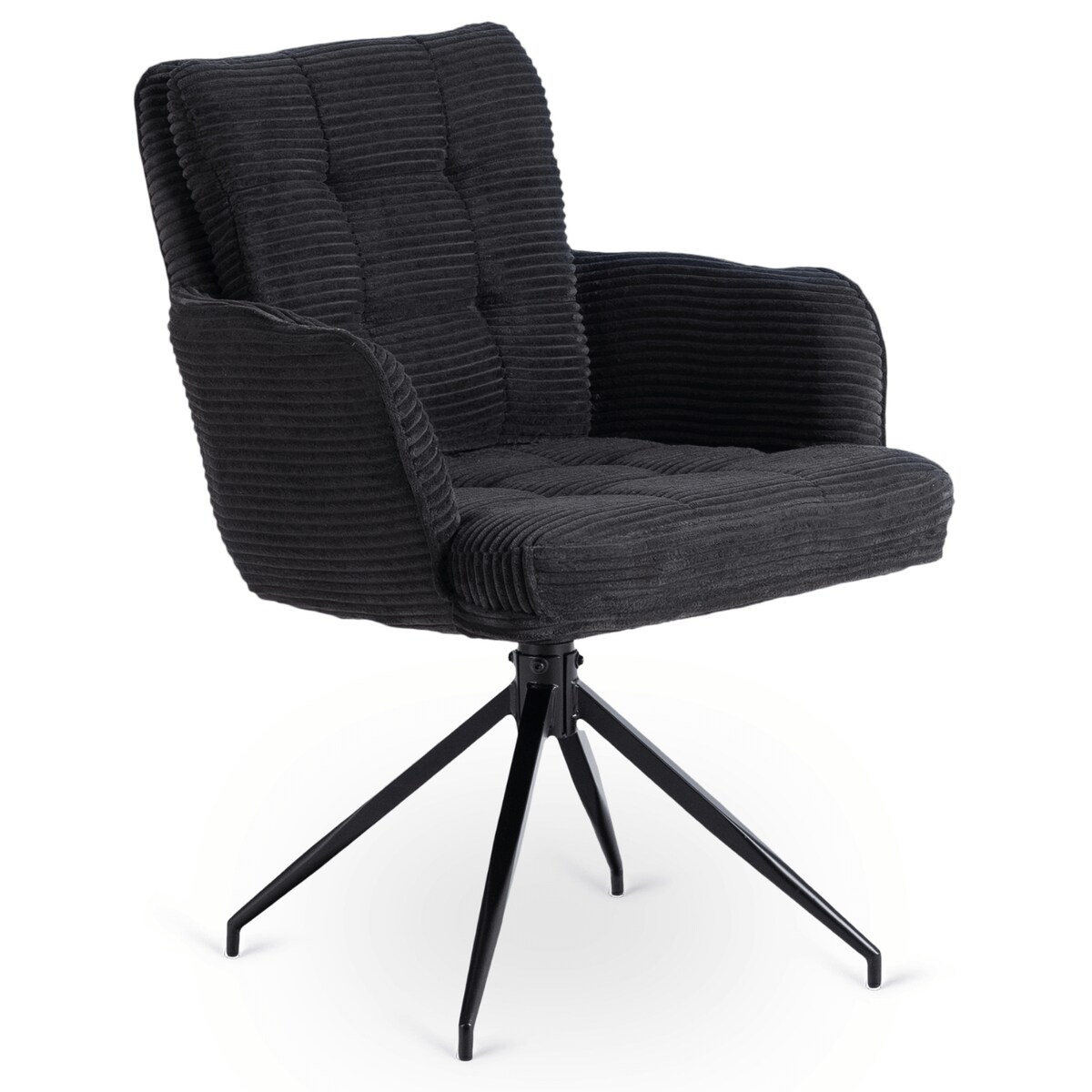 Krzesło Obrotowe Kubełkowe Tapicerowane Do Jadalni Sztruks Czarny AKITA