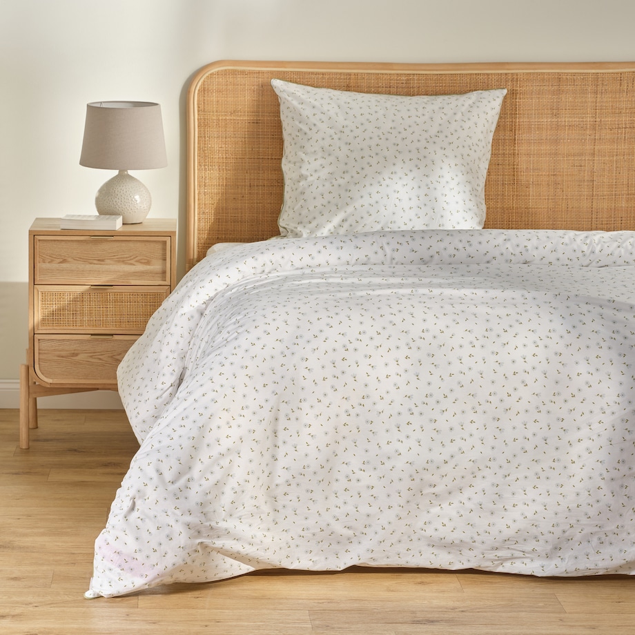 Pościel bawełniana z lamówką Avis 140x200 cm z motywem kwiatowym