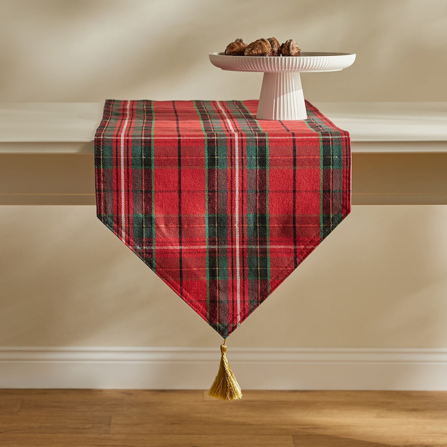 Bieżnik Haftowany Magla 40x180 cm w kratę