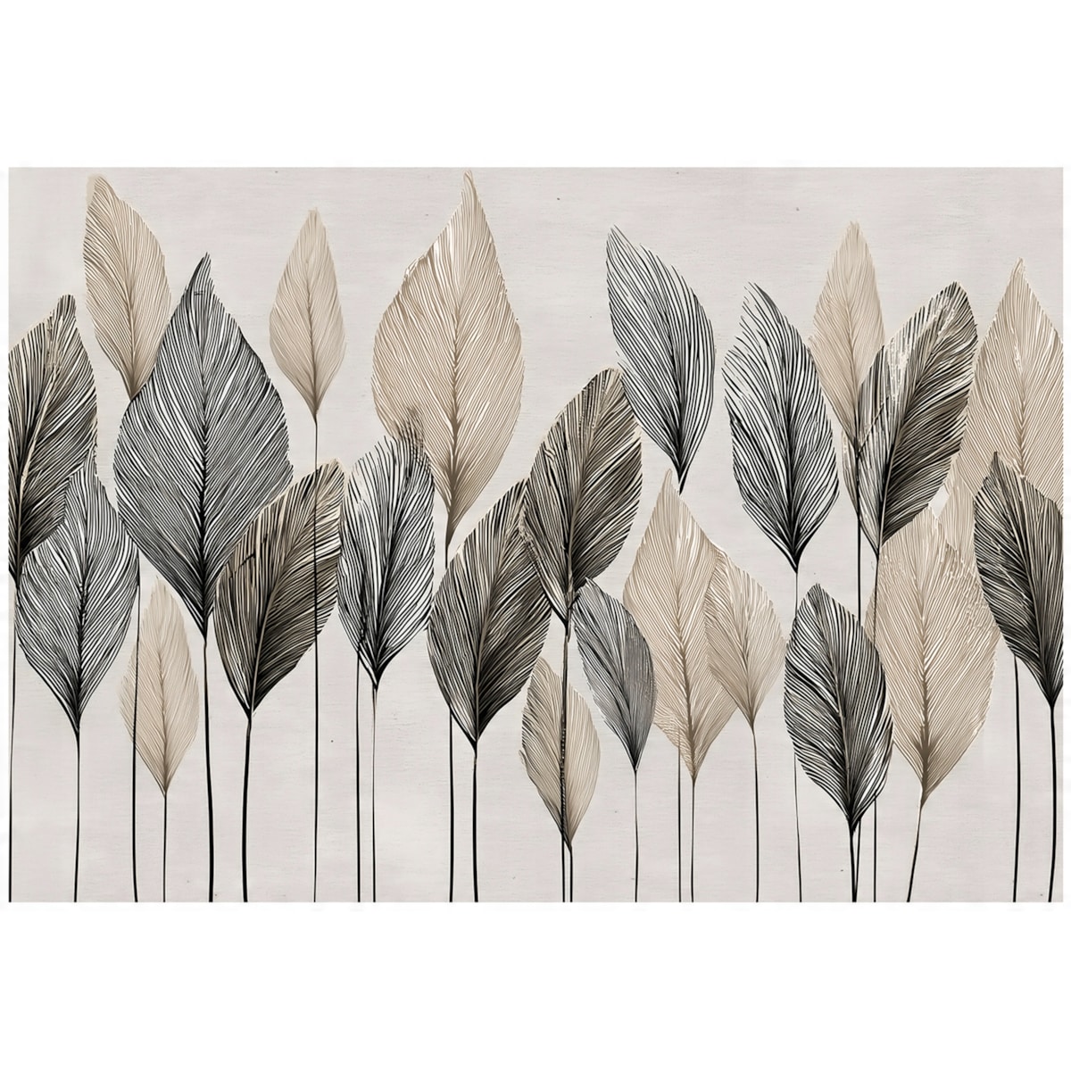 Fototapeta Do Sypialni Salonu Na Flizelinie Liście Abstrakcja Beżowy 250x175