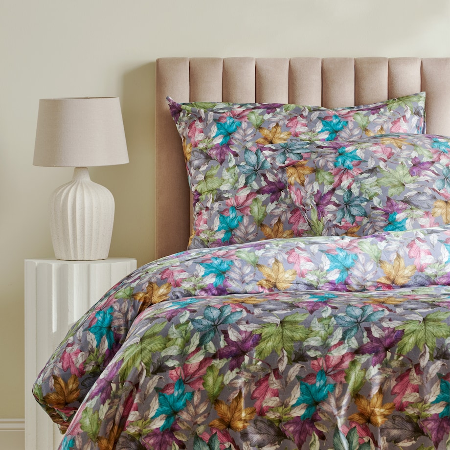 Pościel z bawełny satynowej Rillif 160x200 cm z motywem liściastym