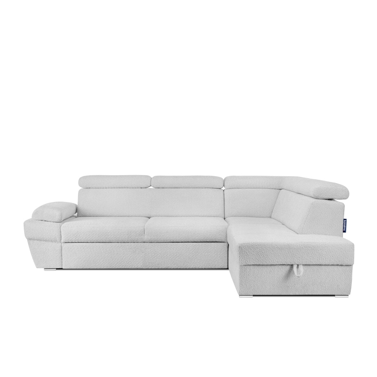 KONSIMO RATLO Narożnik rozkładany jagnięcy z pojemnikiem na pościel, jasny beż, prawy