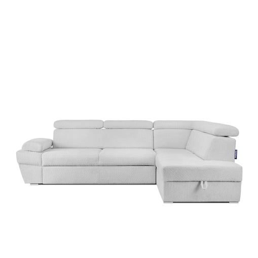 KONSIMO RATLO Narożnik rozkładany jagnięcy z pojemnikiem na pościel, jasny beż, prawy