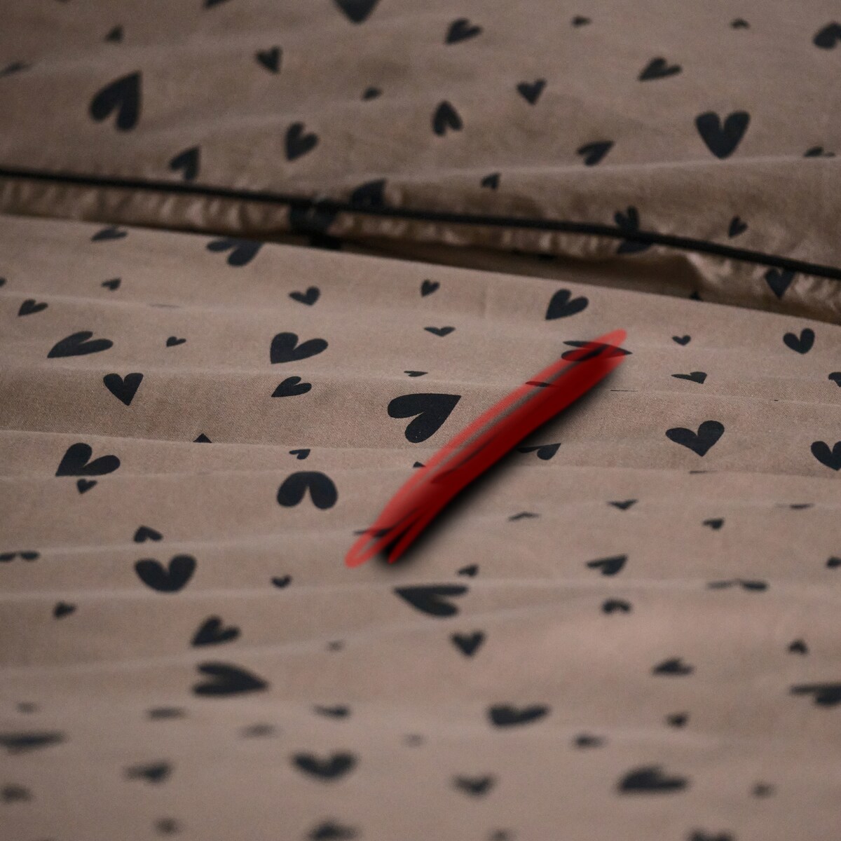 Pościel z bawełny satynowej z lamówką Malorina 200x220 cm z motywem serc