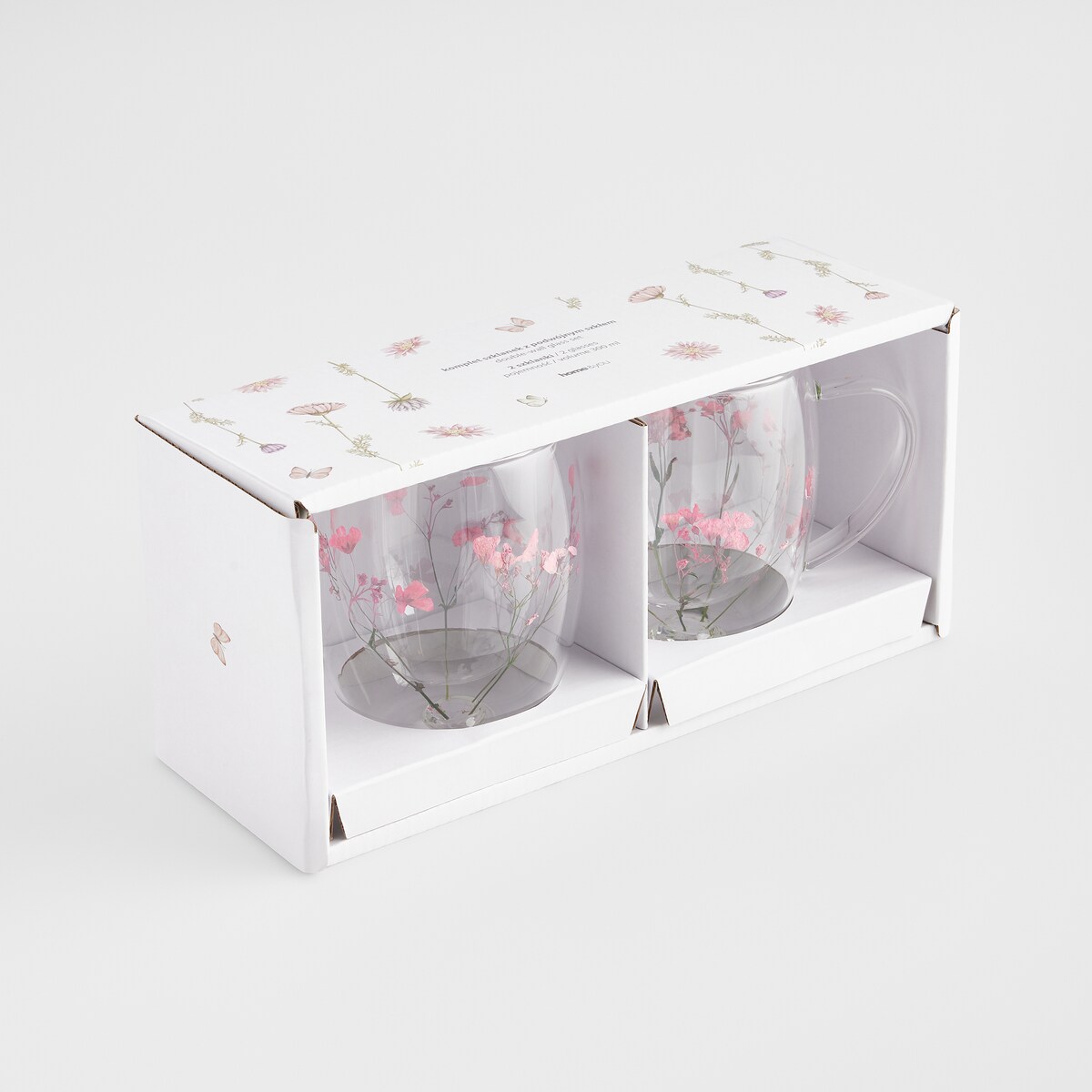 Komplet Szklanek Florrisa set z motywem kwiatowym