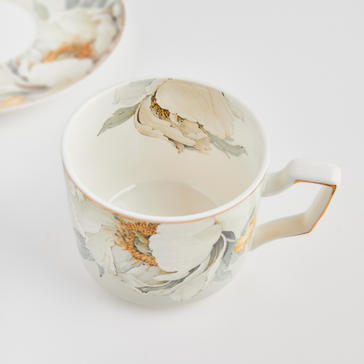 Filiżanka Ze Spodkiem Luca z motywem kwiatowym