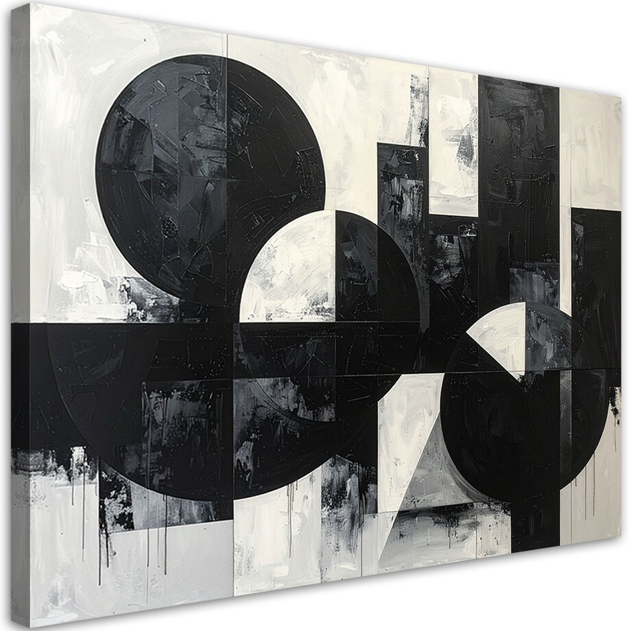 Obraz do salonu biura, Abstrakcyjna kompozycja koła kształty czarno biały