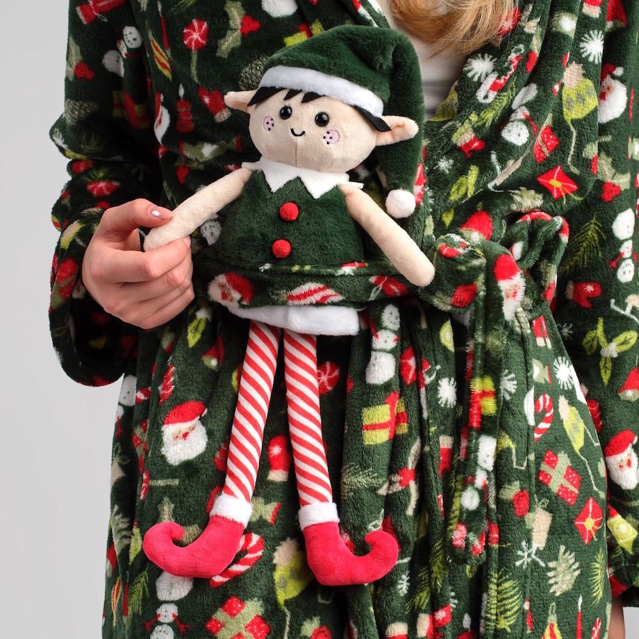 Przytulanka Elfi z motywem mikołaja