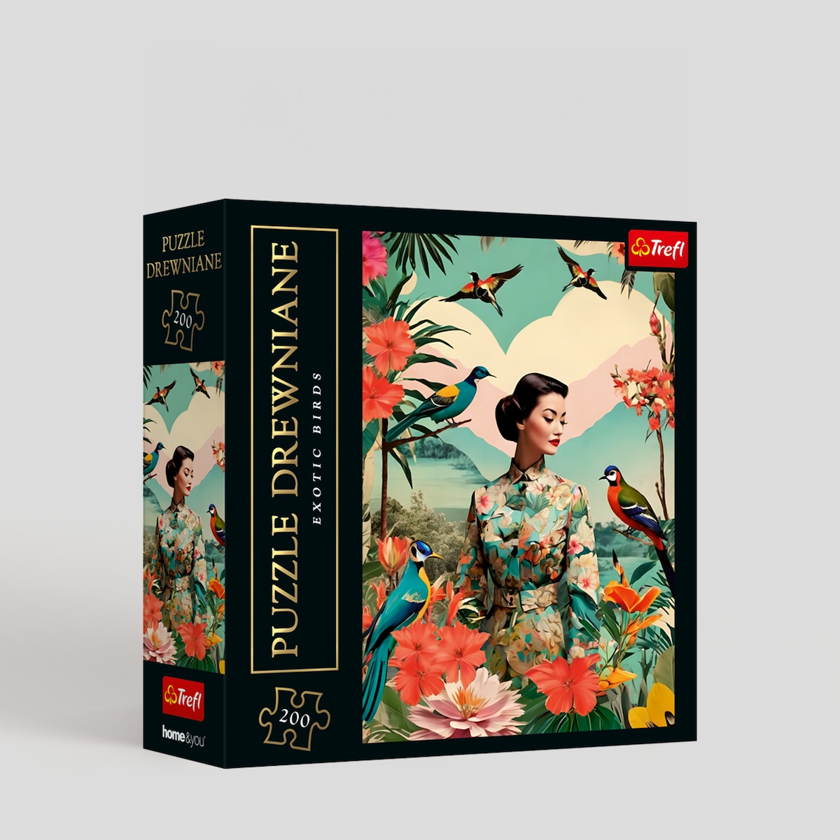 Puzzle drewniane Exotic birds z motywem postaci