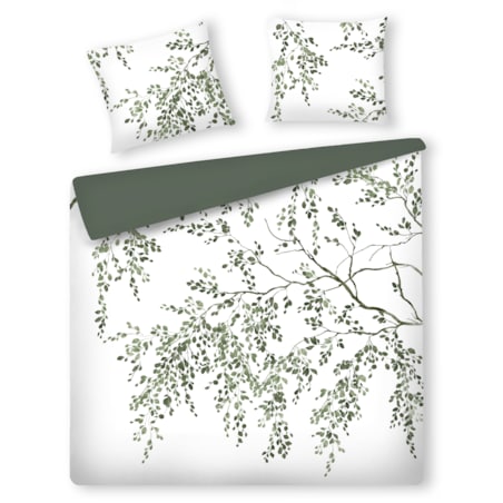 Pościel z bawełny satynowej Oliveria 200x220 cm z motywem liściastym