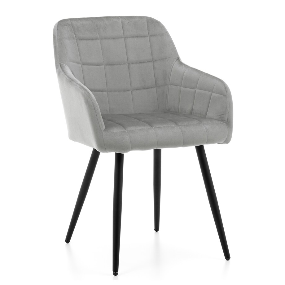 Krzesło tapicerowane pikowane welurowe do salonu jadalni ORTE jasnoszare