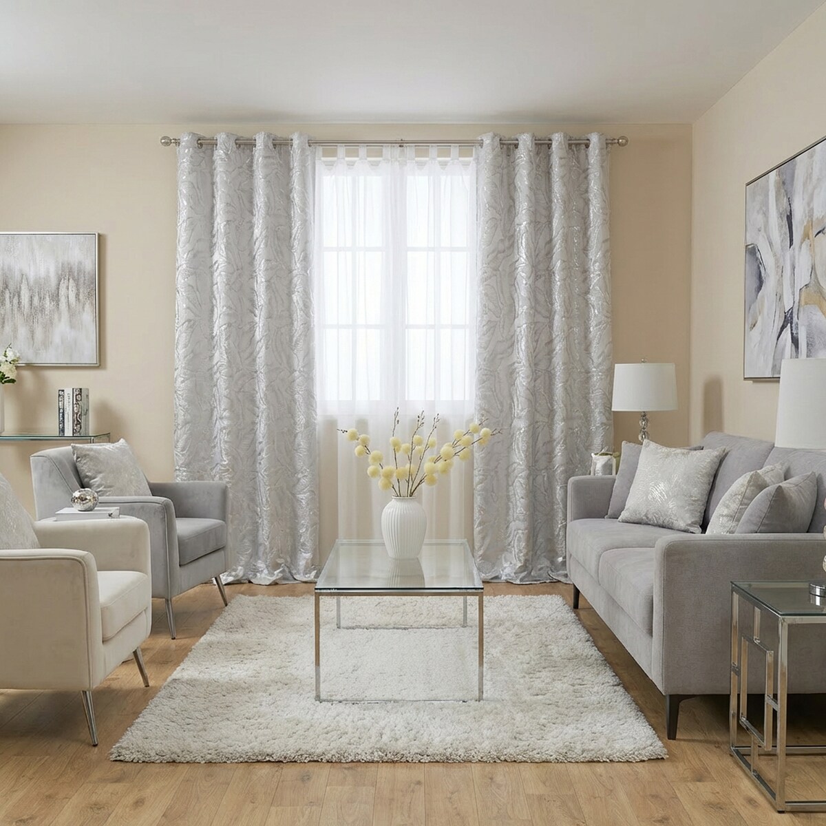 Zasłona Welwetowa Foglare 140x280 cm z motywem liściastym