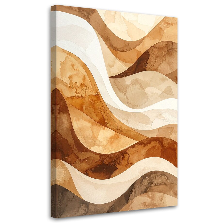 Obraz do salonu sypialni biura loftu, Fale linie abstrakcja w odcieniach beżu