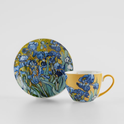 Filiżanka ze spodkiem Irises z motywem z obrazu Vincenta van Gogha
