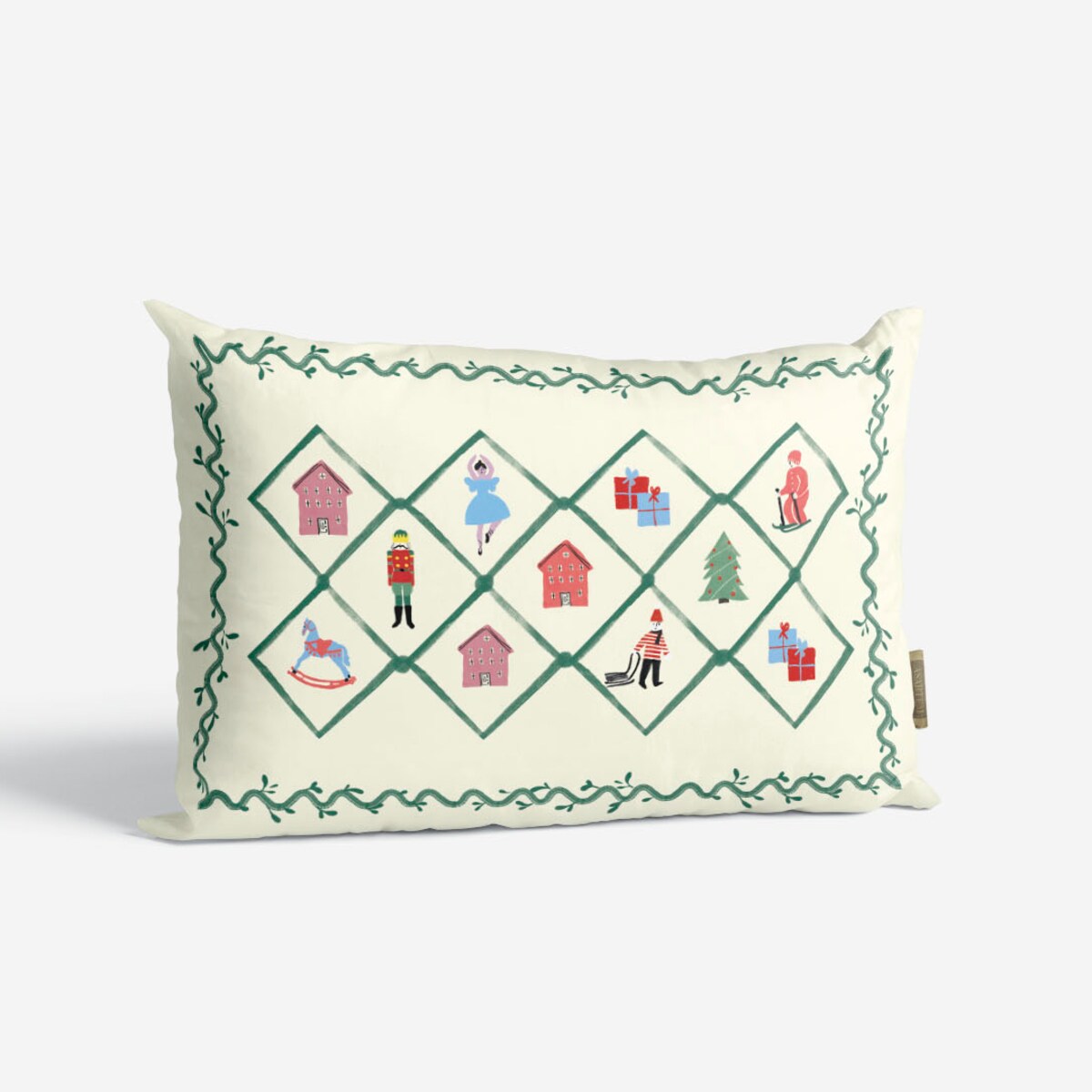 Poduszka świąteczna - Retro wieniec 40x60 cm