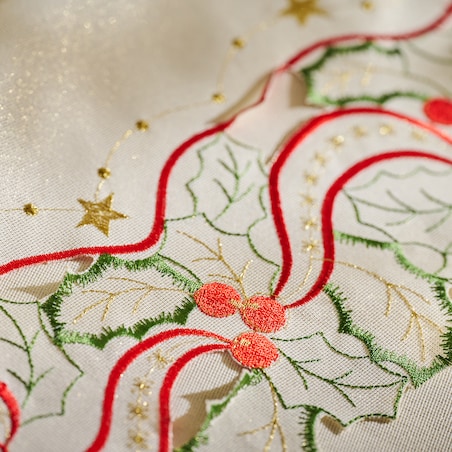 Okrągły obrus Haftowany Estrelo ø 158 cm z motywem gwiazdy betlejemskiej
