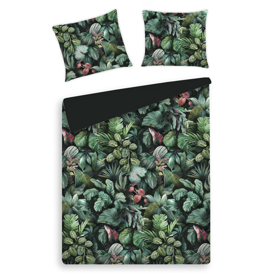Pościel z bawełny satynowej Naloria 160x200 cm z motywem tropikalnym