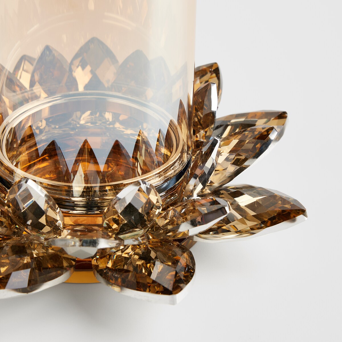 Świecznik Cristal shine tube z motywem kwiatowym