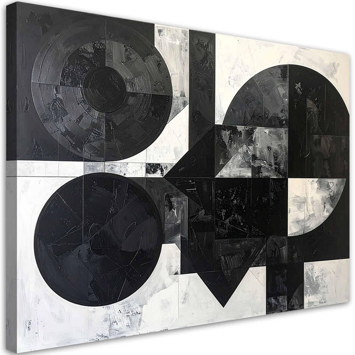 Obraz do salonu biura loftu, Abstrakcja tekstura koła kształty czarno biały