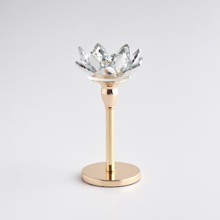 Świecznik Cristal shine long z motywem kwiatowym