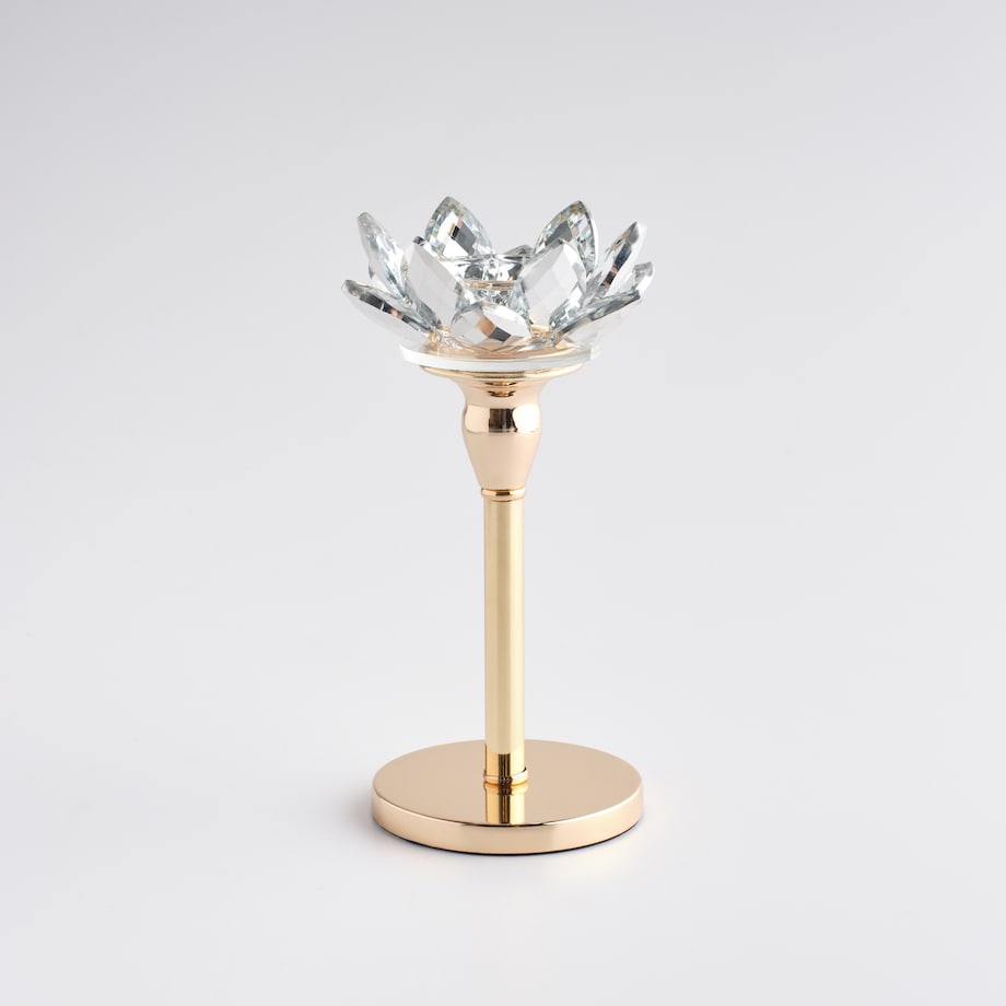 Świecznik Cristal shine long z motywem kwiatowym