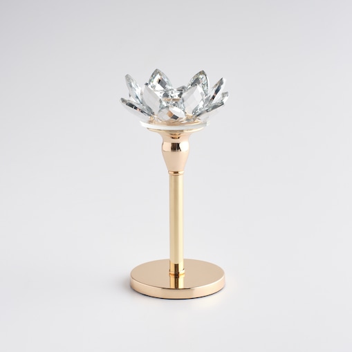 Świecznik Cristal shine long z motywem kwiatowym