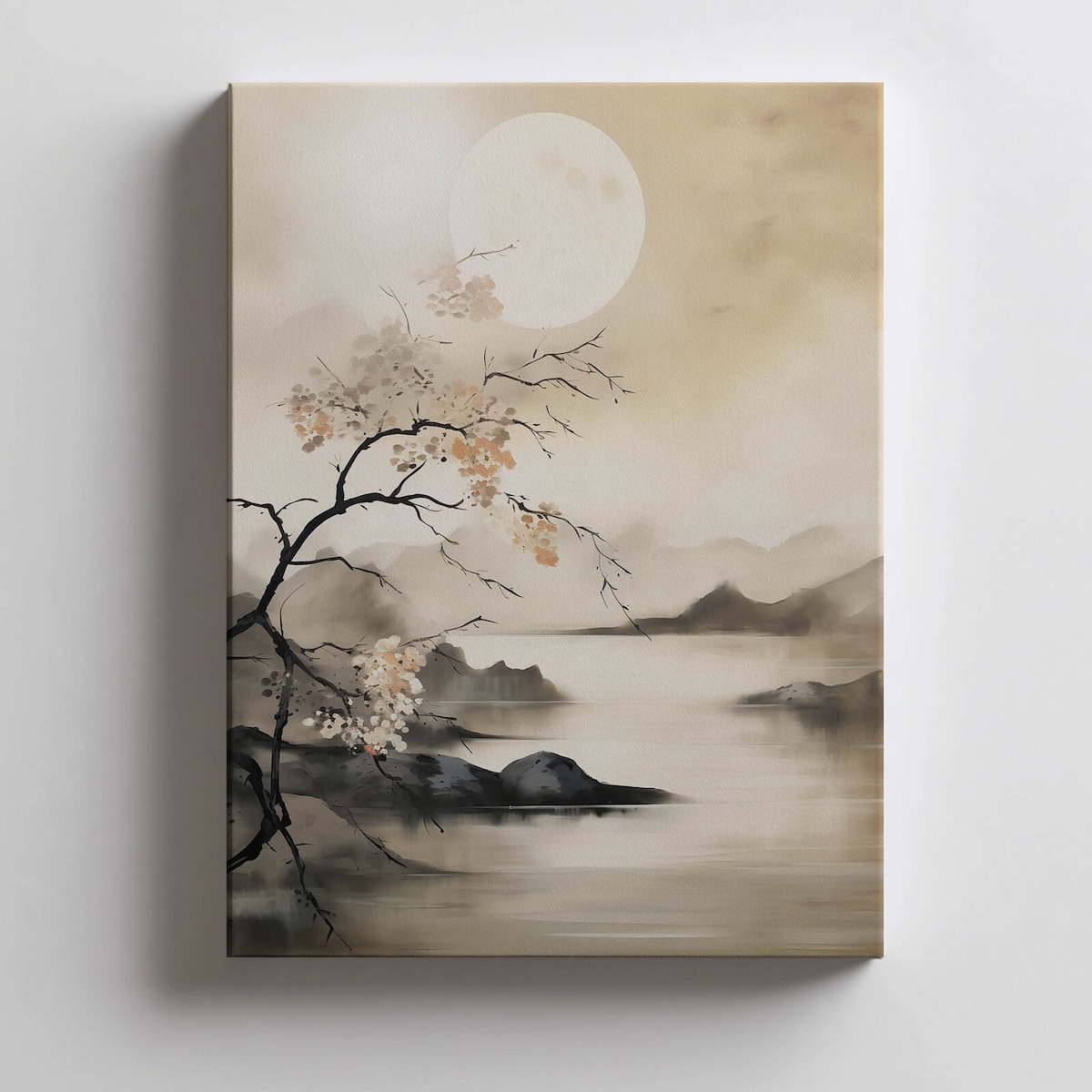 Zamglone jezioro, 50x70 cm, bez ramy, płótno premium na blejtramie