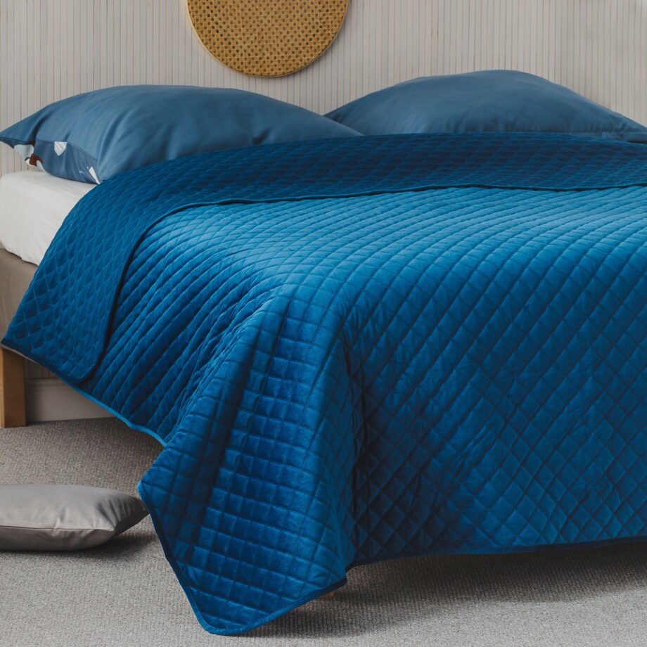 Narzuta Welwetowa w Wytłaczany Geometryczny Wzór Mismi 220x240 cm