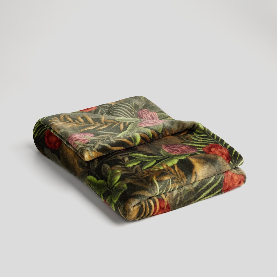 Koc Tropini 150x200 cm z motywem roślinnym