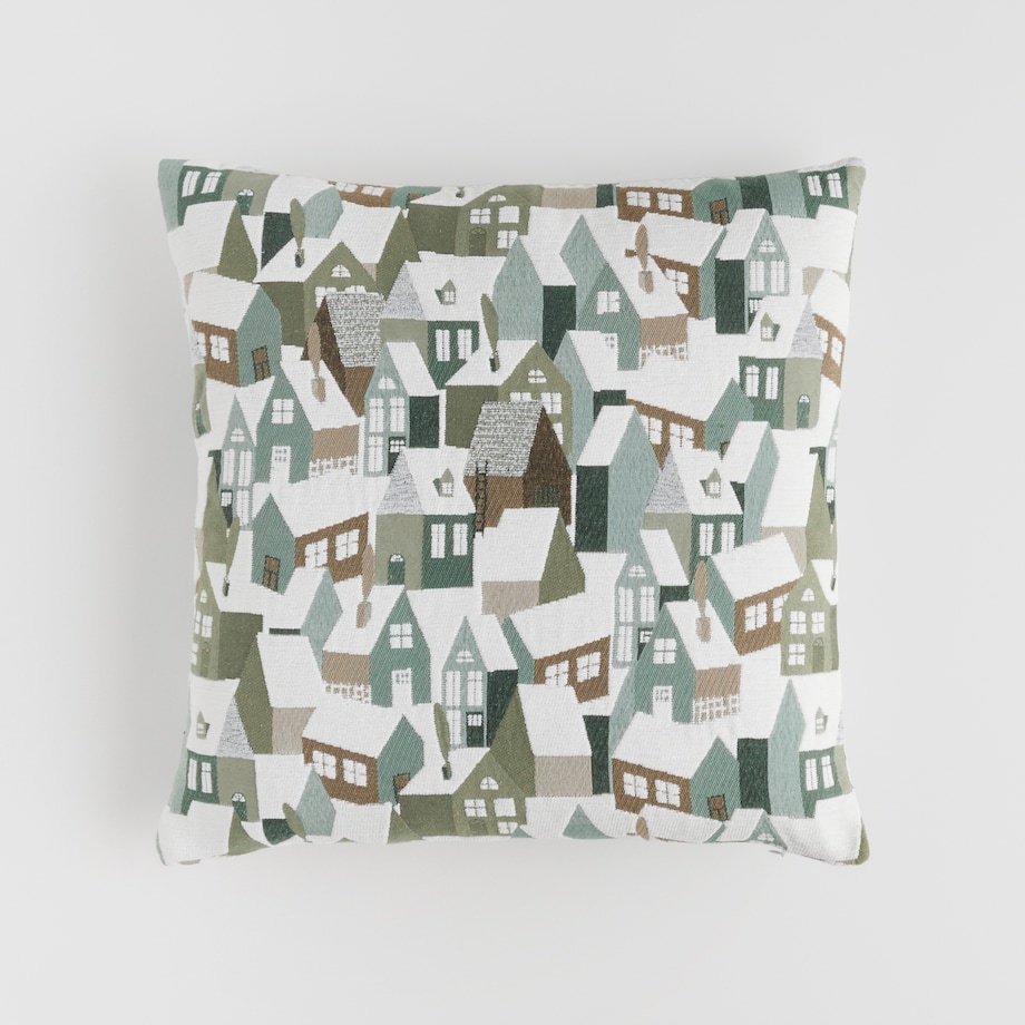 Poszewka Żakardowa Tromoso 45x45 cm z motywem domku