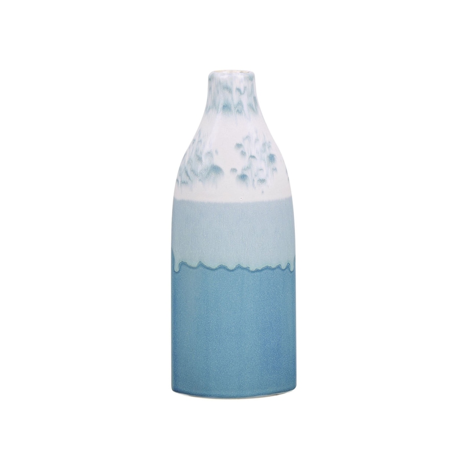 Wazon na kwiaty ceramiczny biało-niebieski CALLIPOLIS
