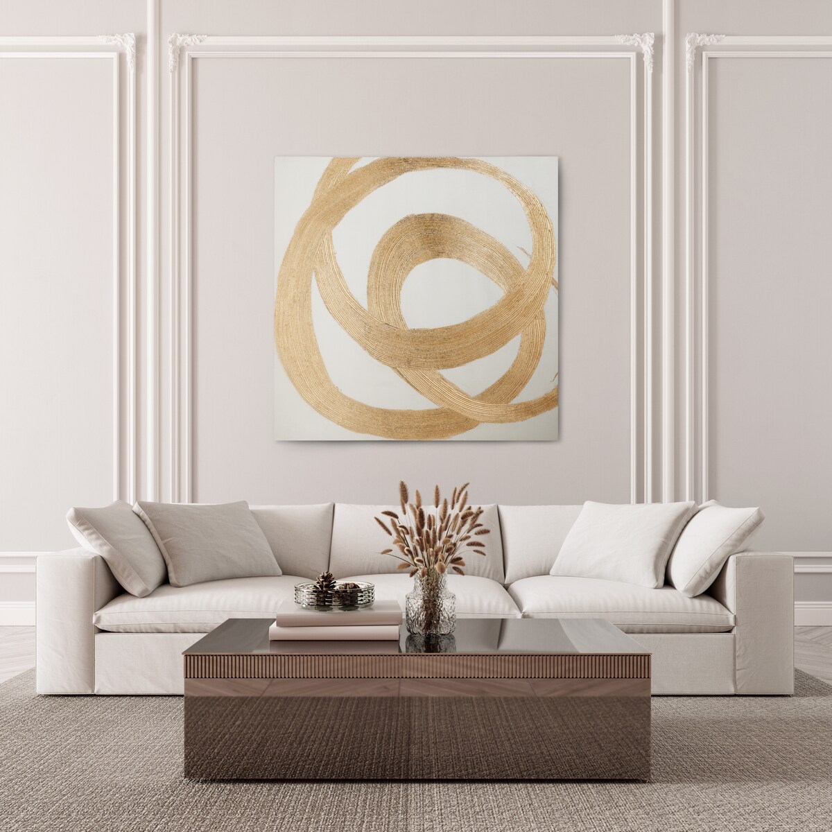 Ręcznie zdobiony obraz z elementami złota tahir 100x100 z motywem abstrakcyjnym