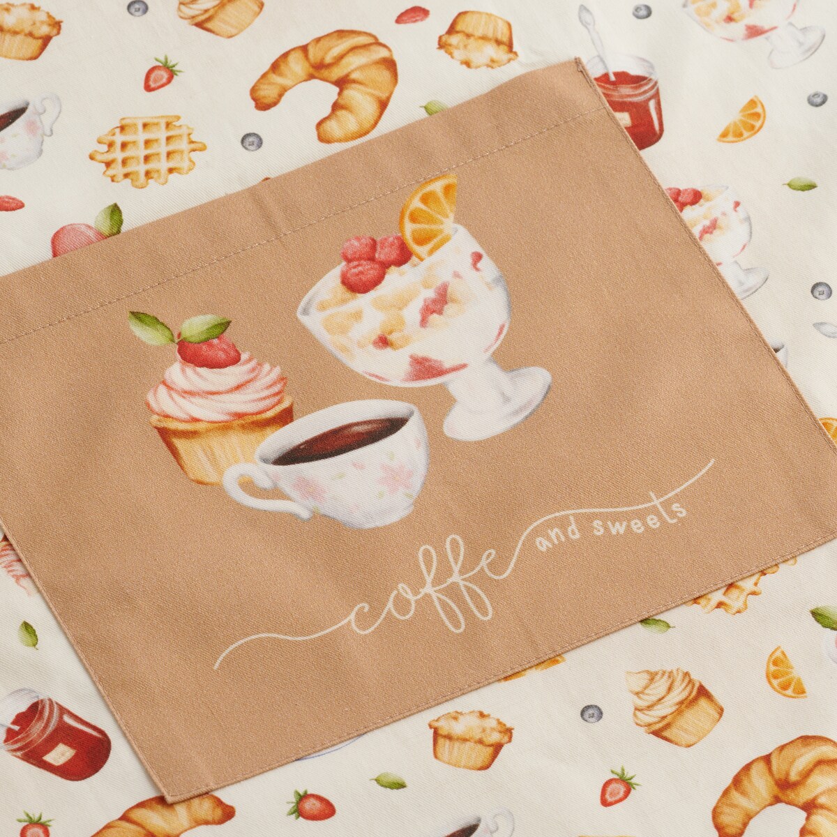 Fartuch Brunchery 70x85 cm z motywem kulinarnym