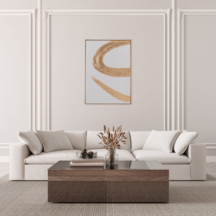 ręcznie zdobiony obraz na płótnie z elementami złota cerano 70x100