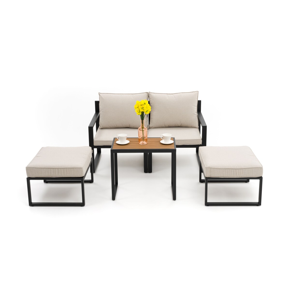 Zestaw mebli ogrodowych aluminiowe nowoczesne ATOL 2 grafitowo beżowe