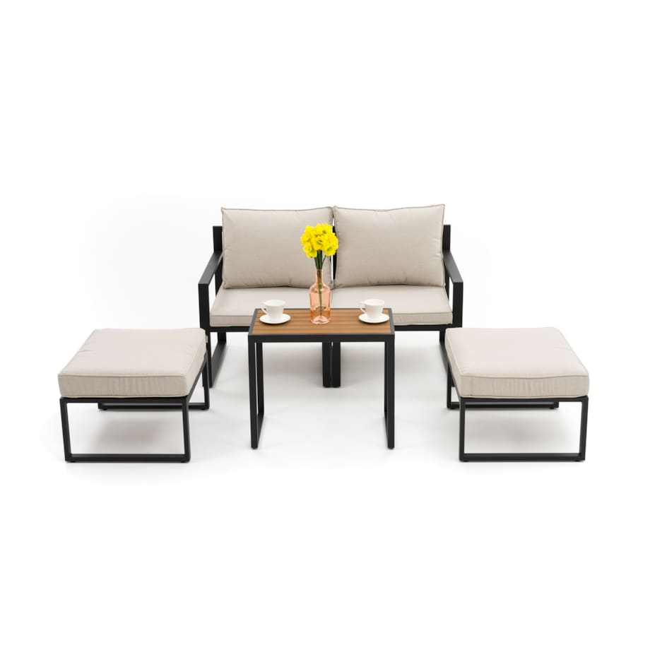 Zestaw mebli ogrodowych aluminiowe nowoczesne ATOL 2 grafitowo beżowe