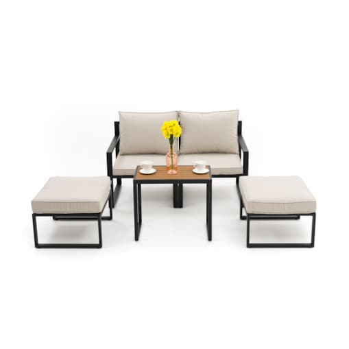Zestaw mebli ogrodowych aluminiowe nowoczesne ATOL 2 grafitowo beżowe