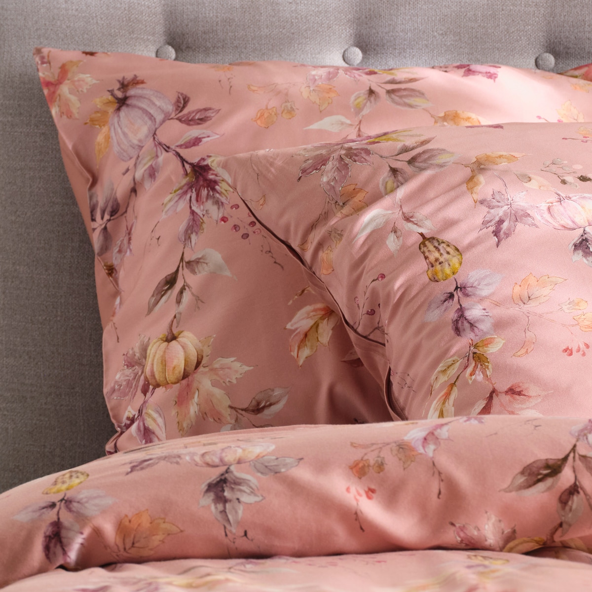 Pościel z bawełny satynowej Celeria 200x220 cm z motywem dyni