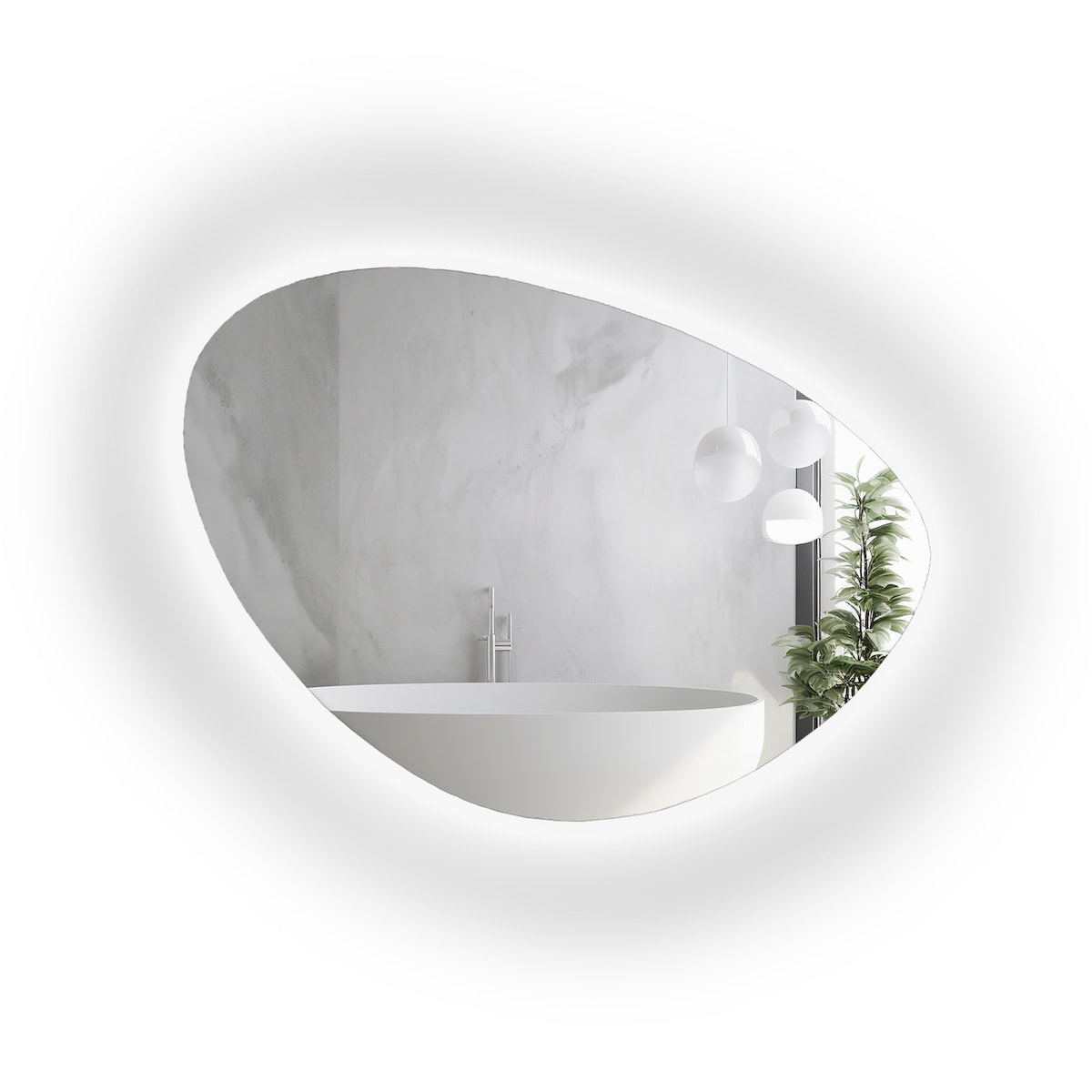 Lustro łazienkowe o nieregularnym kształcie z podświetleniem - OBSYDIAN LED
