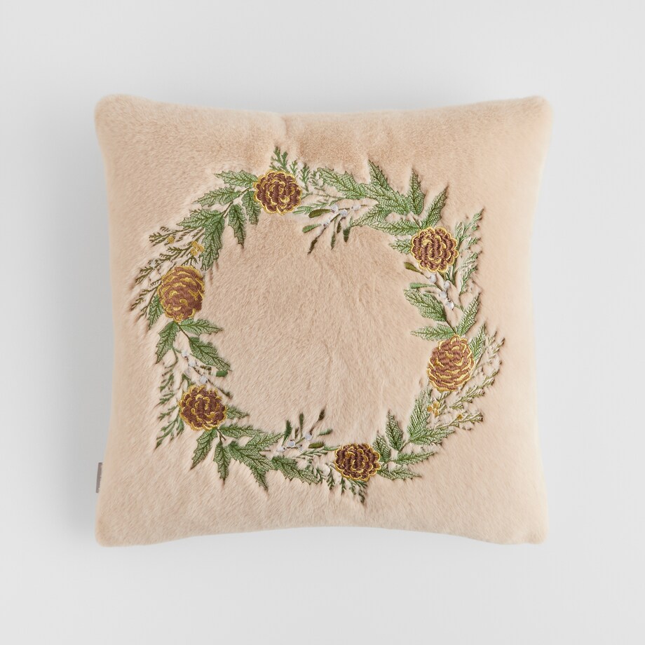 Poszewka Futrzana Pinfurra 45x45 cm z motywem szyszki