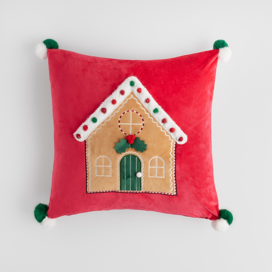 Poszewka Haftowana Ginnohouse 45x45 cm z motywem domku