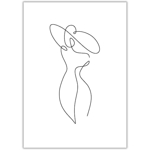 plakat line art woman in dress 3 30x40 cm